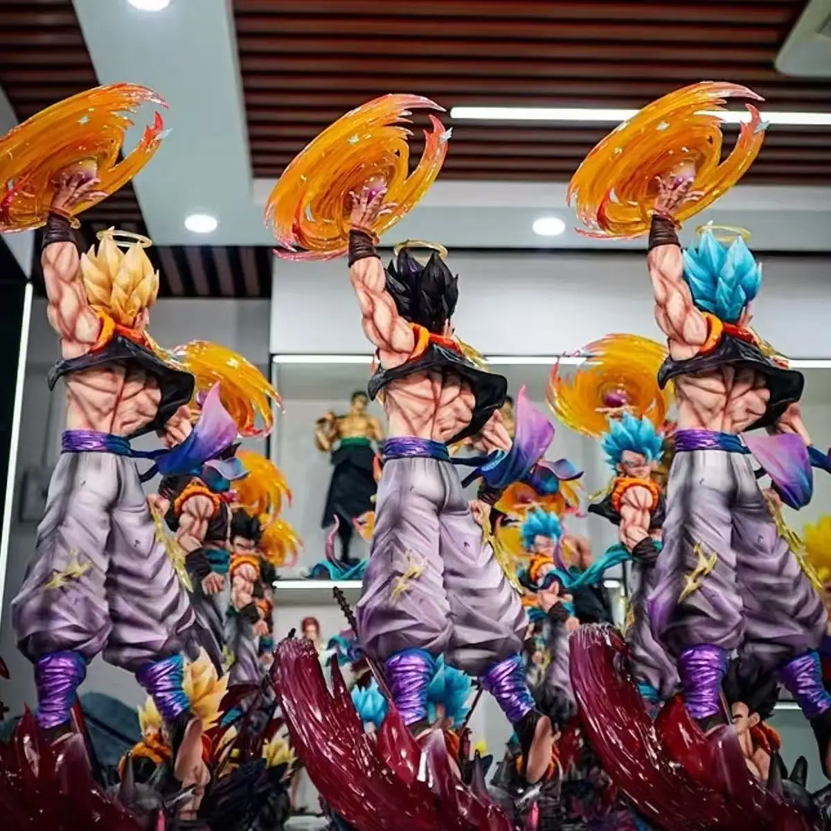 JT Statue 45cm/17.72inch Dragon Ball Z Gogeta Figure 3 Heads Replace Super Saiyan Action Figure Collection Model Toys Gifts