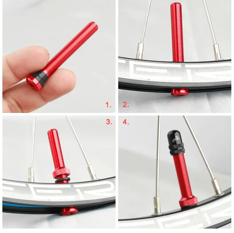 Deemount 2PCS Bicycle Tubeless Schrader Nipple A/V Valves Brass Core CNC Machined Anodized for MTB Road Bike Tubeless Rims