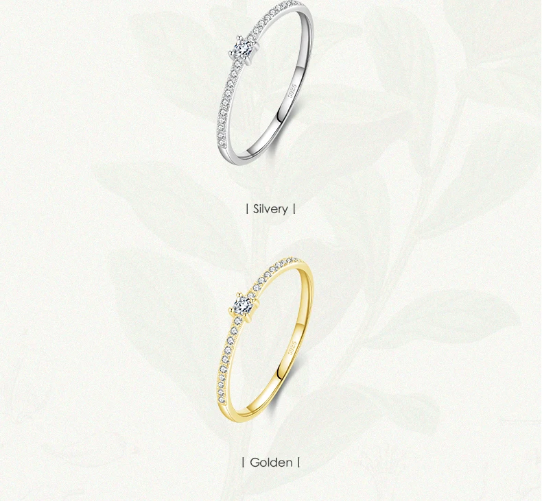 Modian 2021 Real 925 Sterling Silver Simple Square Clear CZ Charm Gold Color Finger Rings For Women Wedding Engagement Jewelry