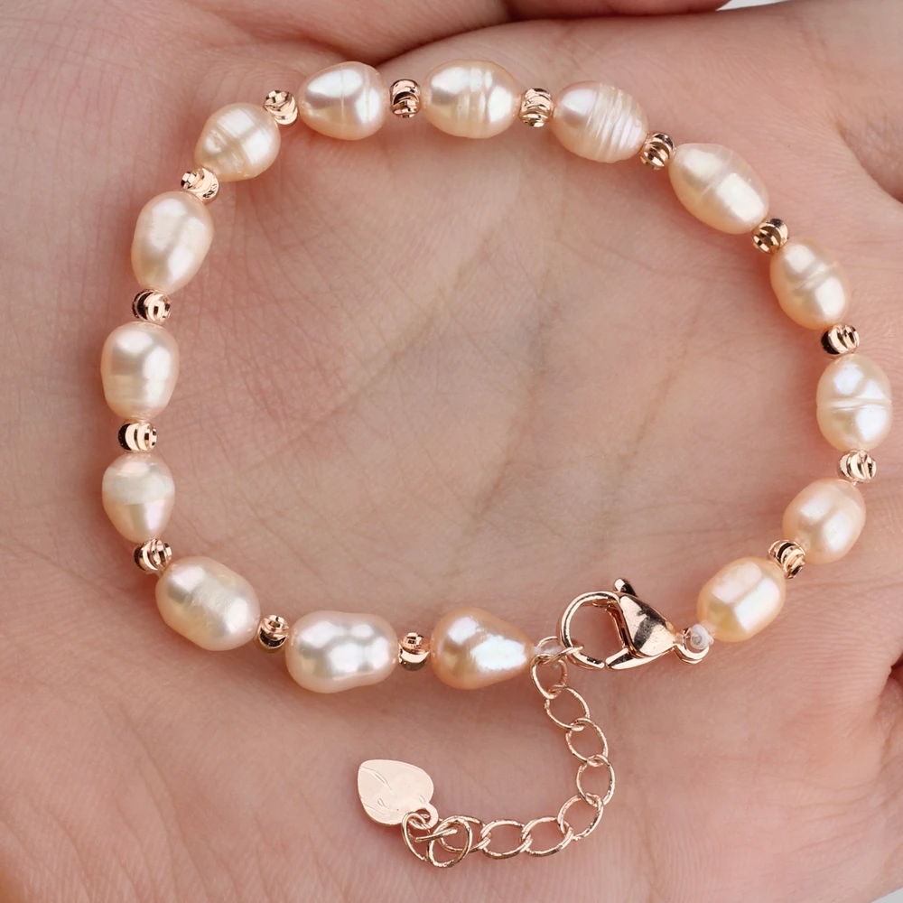 Natural freshwater pearl bracelet Real Pearl Bracelet Female Adjustable Rice Beads Bracelet For Girl Birthday Present