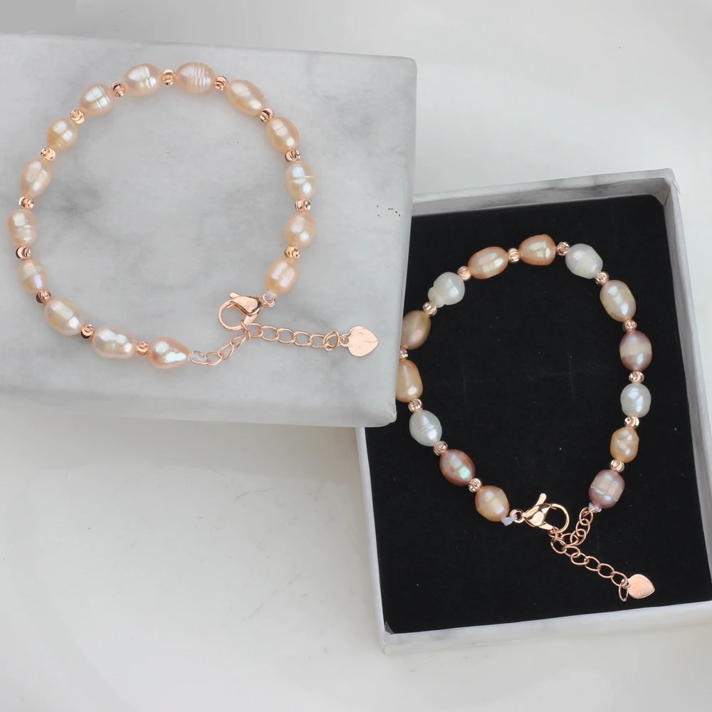 Natural freshwater pearl bracelet Real Pearl Bracelet Female Adjustable Rice Beads Bracelet For Girl Birthday Present