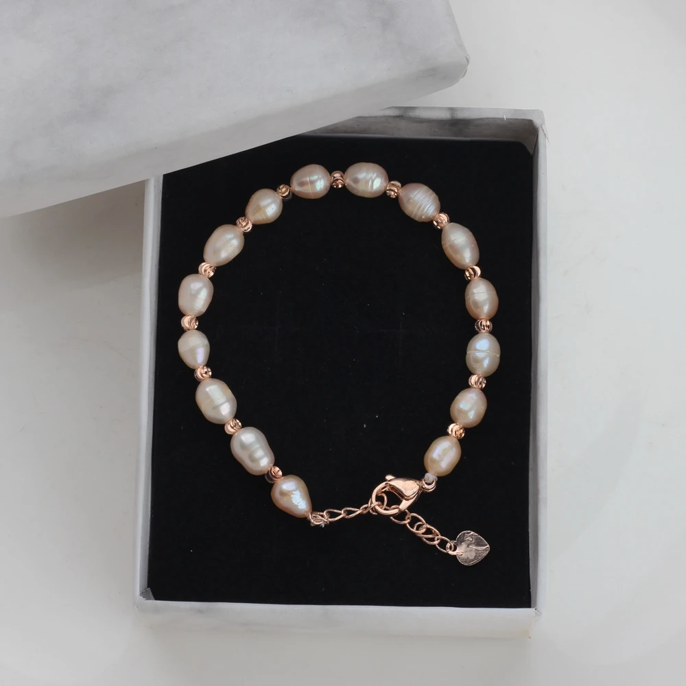 Natural freshwater pearl bracelet Real Pearl Bracelet Female Adjustable Rice Beads Bracelet For Girl Birthday Present