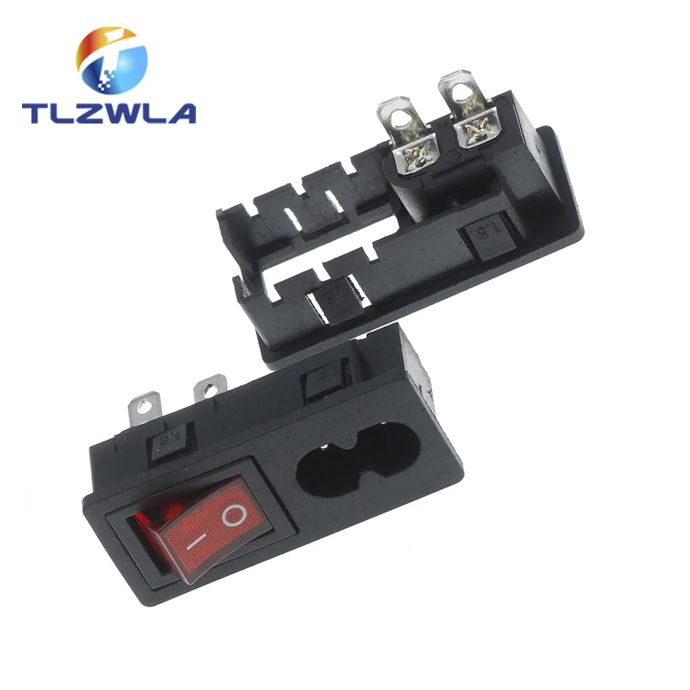 1PCS Pure Copper AC Power Socket Weldable Socket With Switch 2-Hole 3-Core AC Power Charging Port DB ower Socket