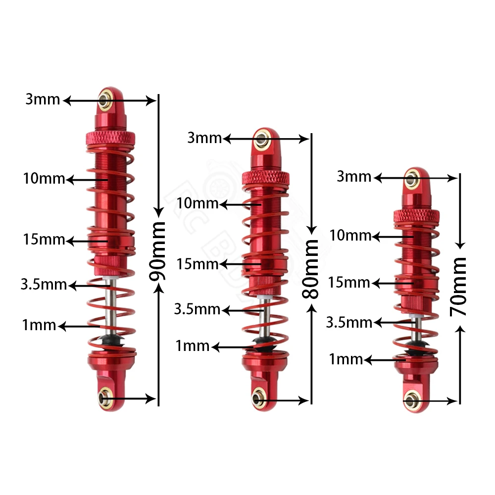 Metal 70mm 80mm 90mm 100mm 110mm 120mm Shock Absorber Oil Damper for 1/10 RC Crawler Car Axial SCX10 AXI03007 RBX10 D90 TRX4