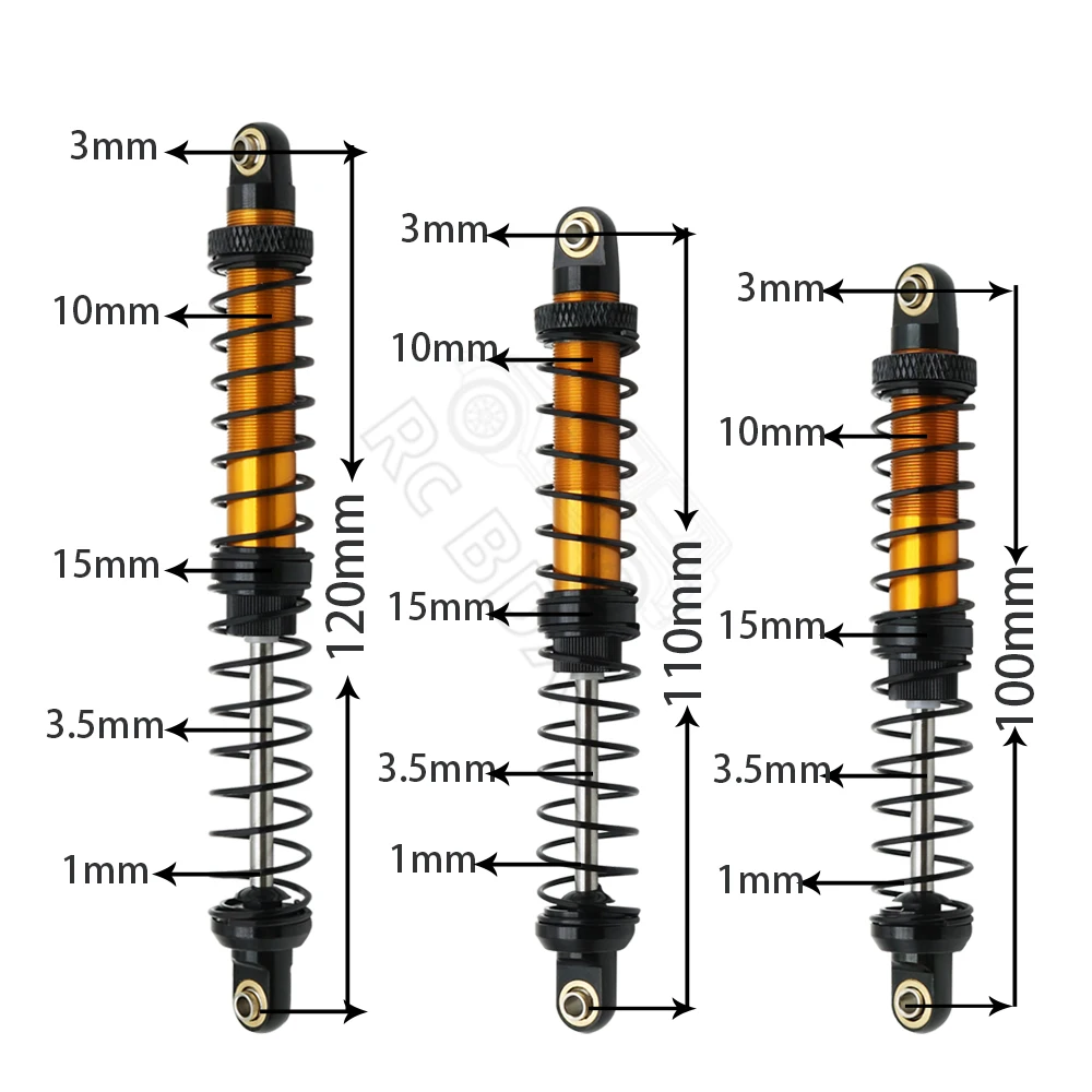 Metal 70mm 80mm 90mm 100mm 110mm 120mm Shock Absorber Oil Damper for 1/10 RC Crawler Car Axial SCX10 AXI03007 RBX10 D90 TRX4