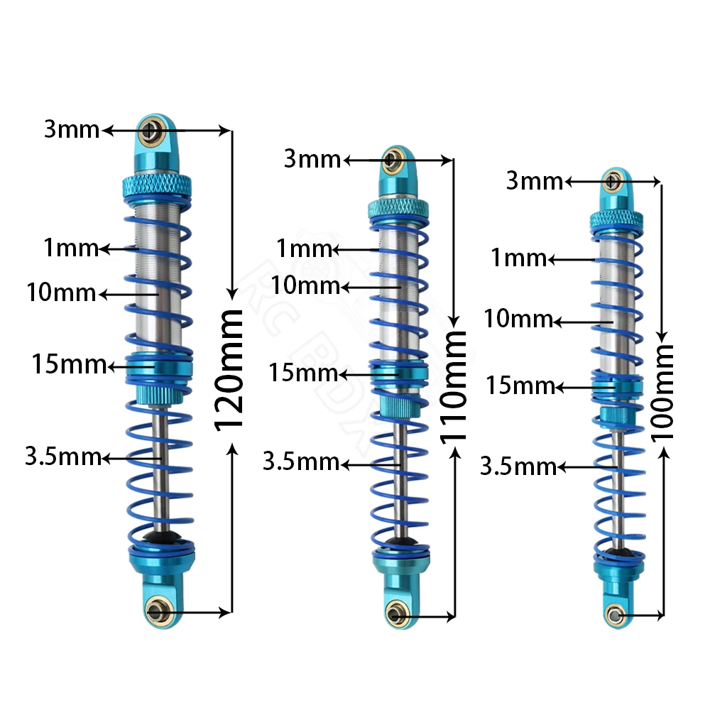 Metal 70mm 80mm 90mm 100mm 110mm 120mm Shock Absorber Oil Damper for 1/10 RC Crawler Car Axial SCX10 AXI03007 RBX10 D90 TRX4