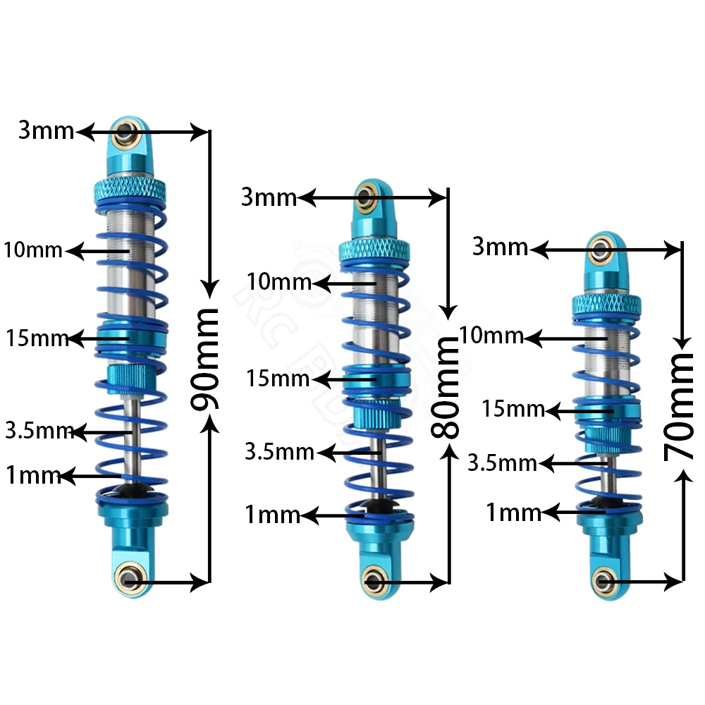 Metal 70mm 80mm 90mm 100mm 110mm 120mm Shock Absorber Oil Damper for 1/10 RC Crawler Car Axial SCX10 AXI03007 RBX10 D90 TRX4