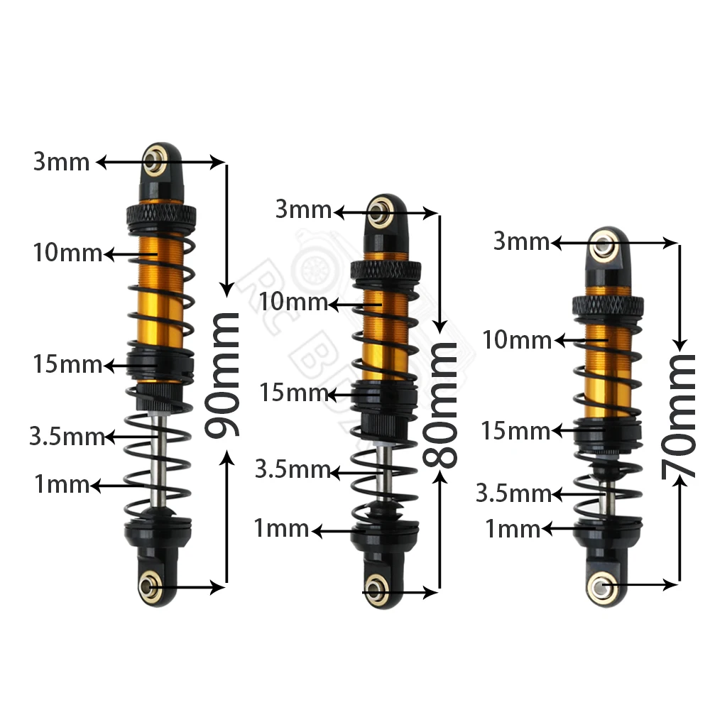 Metal 70mm 80mm 90mm 100mm 110mm 120mm Shock Absorber Oil Damper for 1/10 RC Crawler Car Axial SCX10 AXI03007 RBX10 D90 TRX4