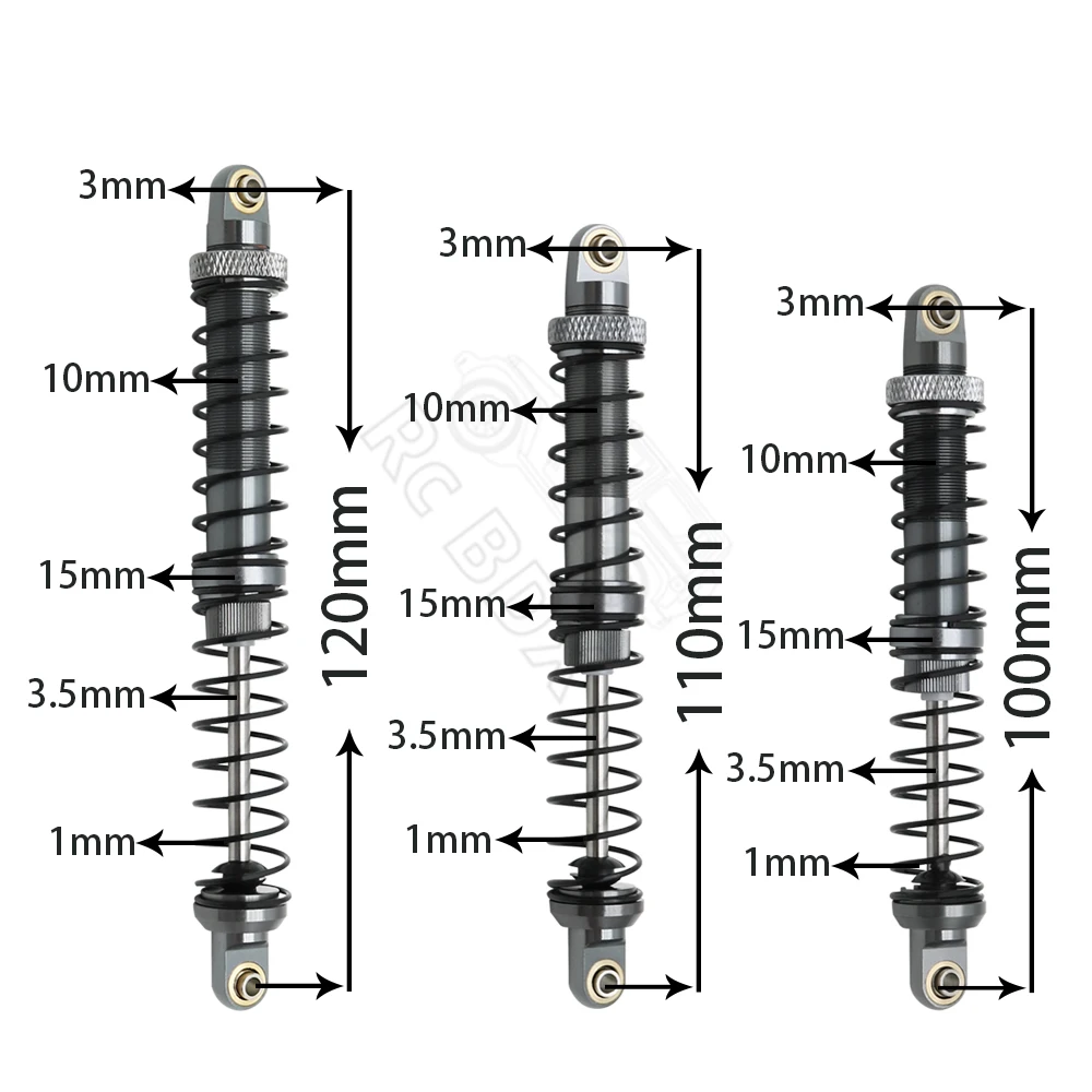 Metal 70mm 80mm 90mm 100mm 110mm 120mm Shock Absorber Oil Damper for 1/10 RC Crawler Car Axial SCX10 AXI03007 RBX10 D90 TRX4