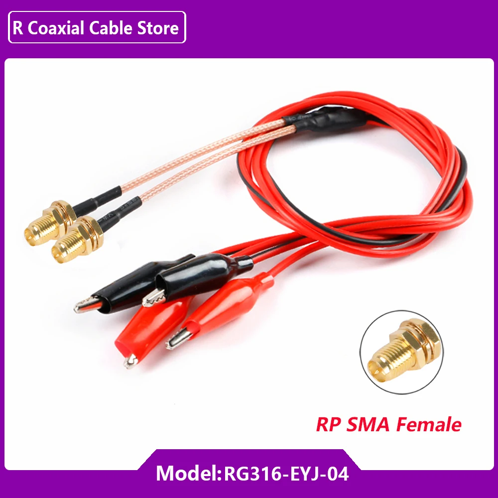 1PC RG316 RF Coaxial Cable SMA Male Plug to Dual Alligator Clips Red&Black Tester Lead Wire 50cm Connector