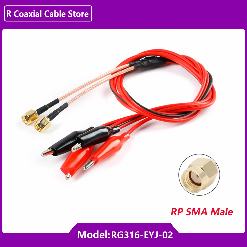 1PC RG316 RF Coaxial Cable SMA Male Plug to Dual Alligator Clips Red&Black Tester Lead Wire 50cm Connector