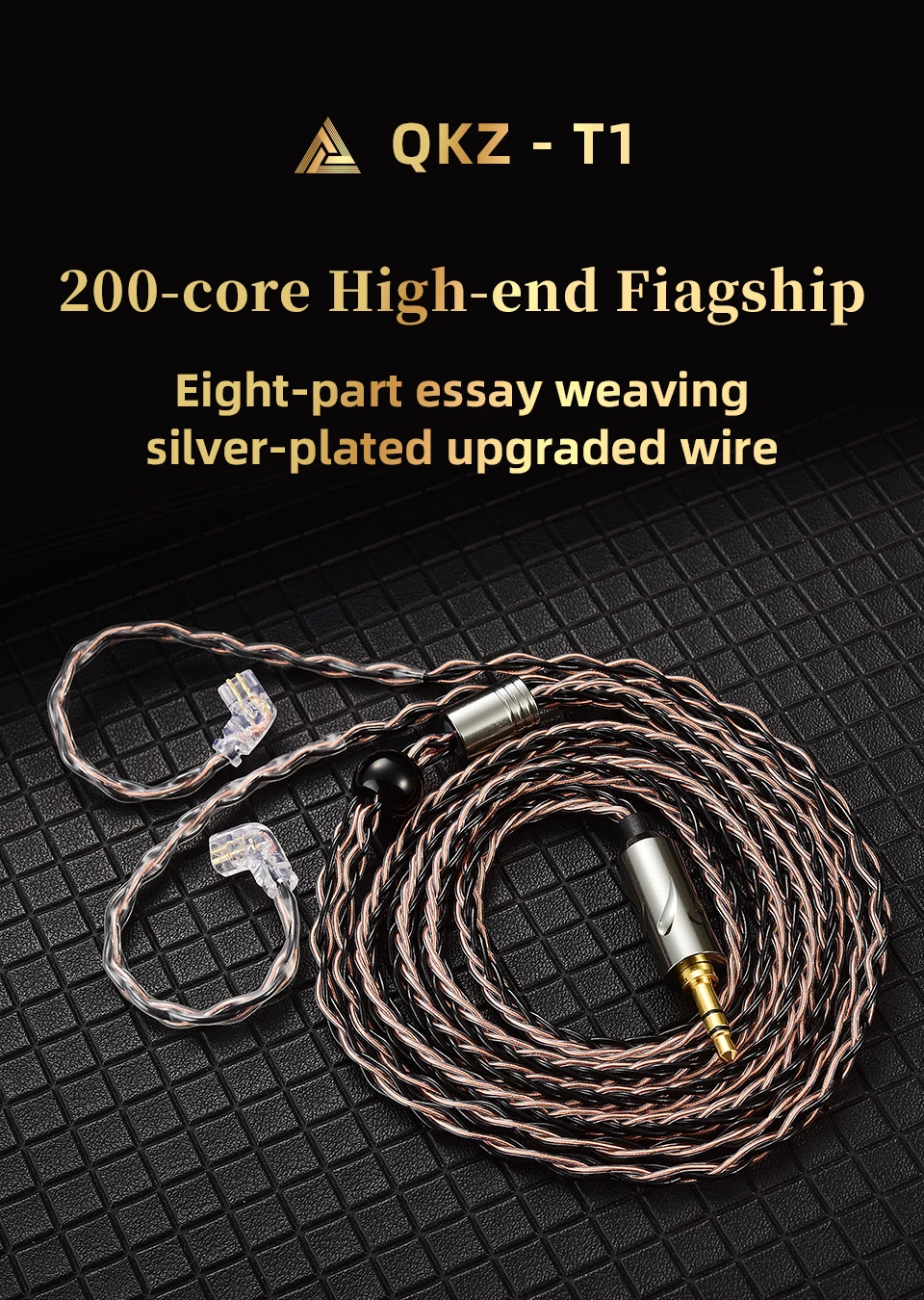 QKZ T1 200 Core 8 Strand OFC Copper Silver Plated Earphone Upgrade Cable KZ C Pin QDC Pin for EDX PRO ZSN PRO Castor TRN MT1 CCA