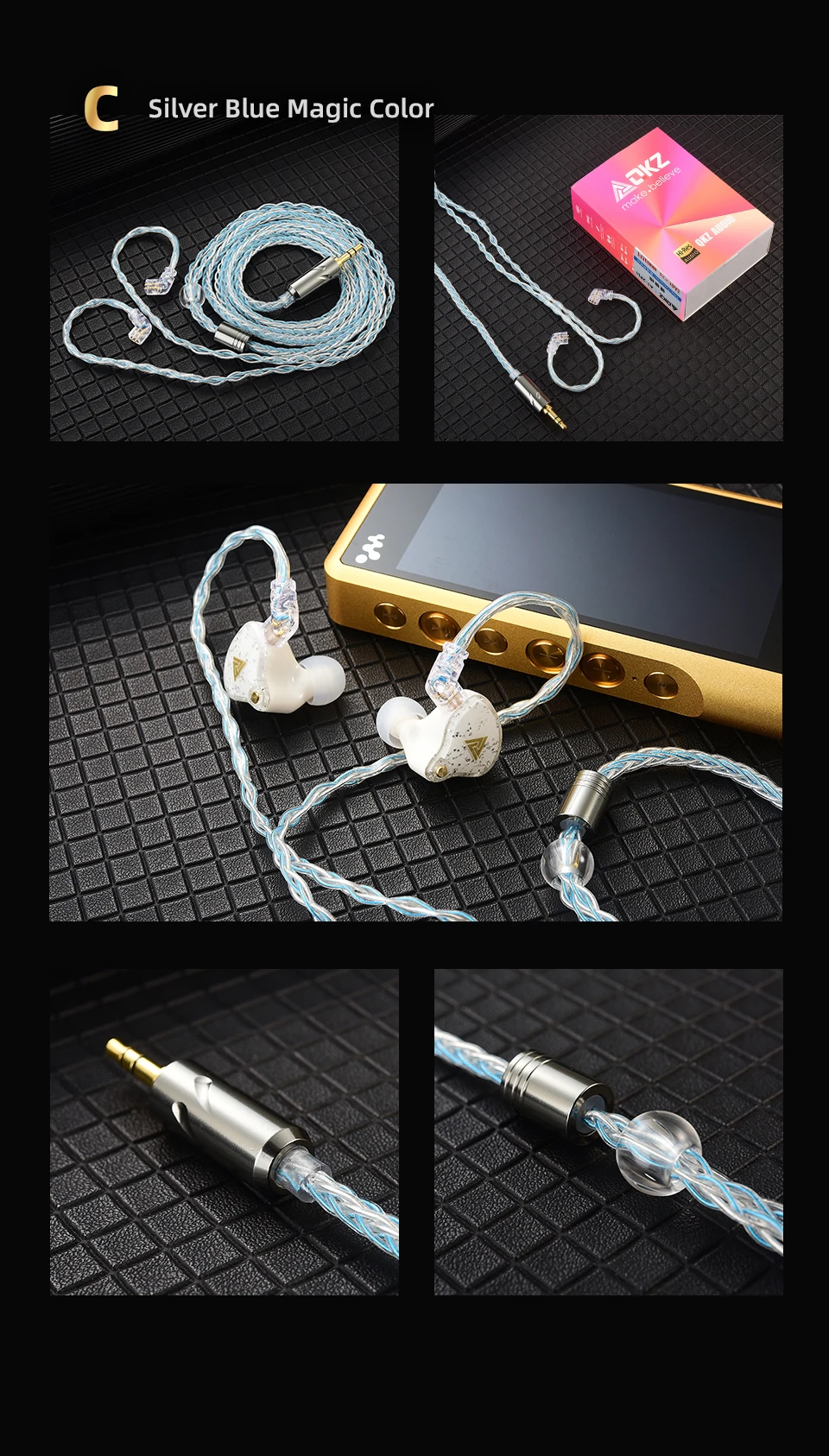 QKZ T1 200 Core 8 Strand OFC Copper Silver Plated Earphone Upgrade Cable KZ C Pin QDC Pin for EDX PRO ZSN PRO Castor TRN MT1 CCA