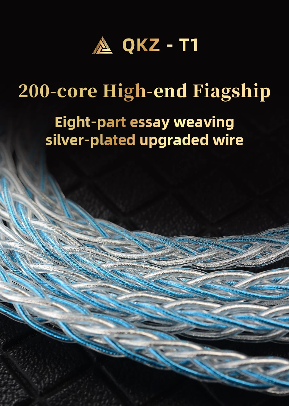 QKZ T1 200 Core 8 Strand OFC Copper Silver Plated Earphone Upgrade Cable KZ C Pin QDC Pin for EDX PRO ZSN PRO Castor TRN MT1 CCA