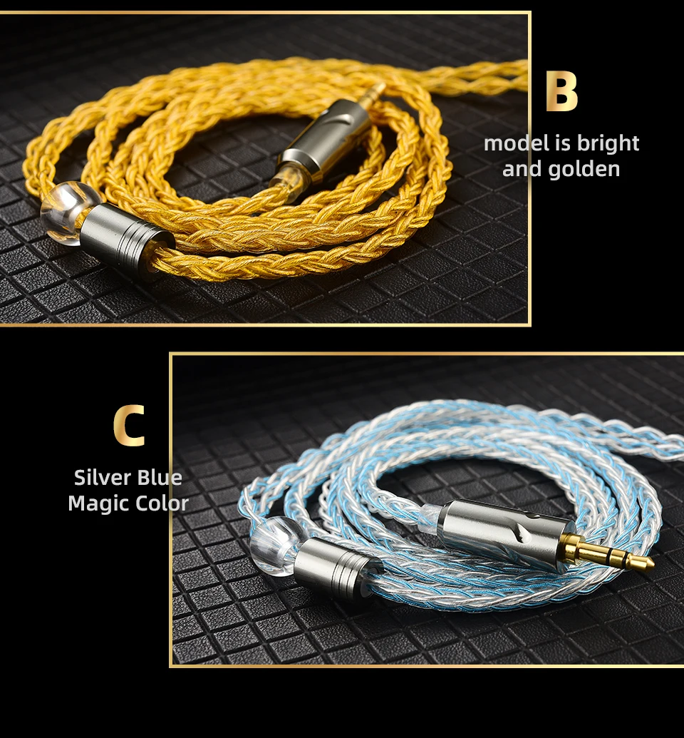 QKZ T1 200 Core 8 Strand OFC Copper Silver Plated Earphone Upgrade Cable KZ C Pin QDC Pin for EDX PRO ZSN PRO Castor TRN MT1 CCA