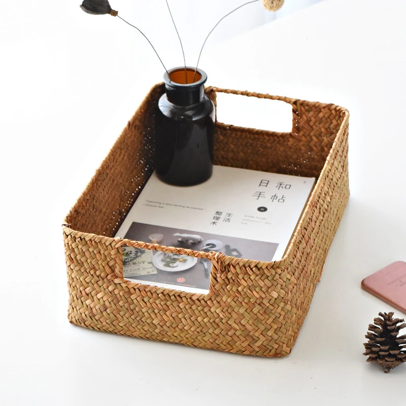 Zerolife Natural Large Woven Seagrass Basket Of Straw Wicker For Home Table Fruit Bread Towels Small Kitchen Storage Container