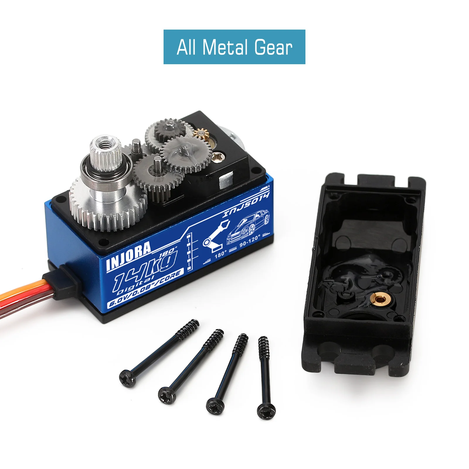 INJORA Metal Gear 14KG INJS014 Digital Low Profile Servo for 1/10 RC On-Road Touring Drift Car Tamiya Kyosho Helicopter Model
