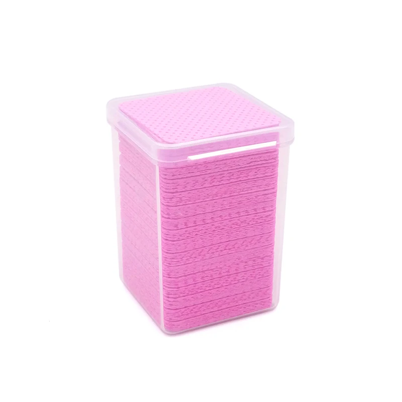 200PCS Pink/White Eyelash Glue Remover Wipe Lint-Free Cotton Wipes Glue Bottle Mouth Cleaning Paper Cleaner Pads with Box