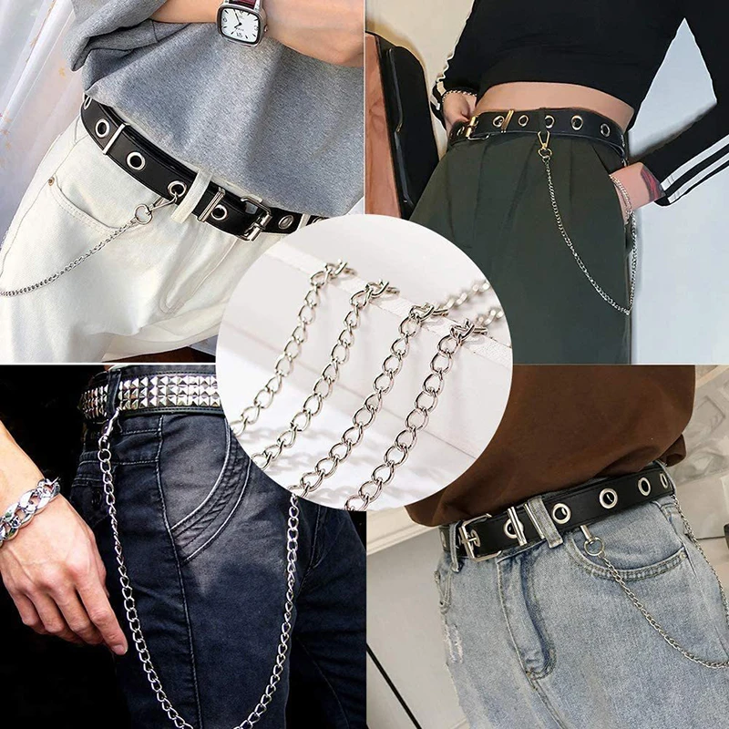 Punk Steet Keychains Chain Women Men Moon Star Rivets Skull Accessories Choice Rock Goth Pants Waist Belt Chain On Jeans Jewerly