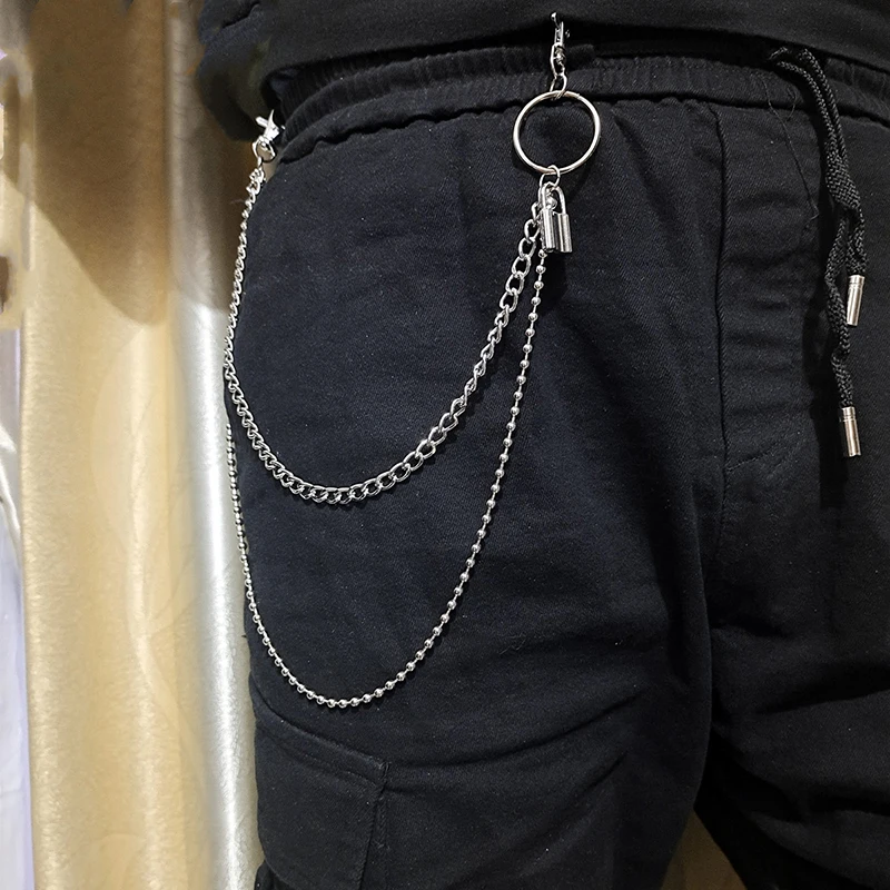Punk Steet Keychains Chain Women Men Moon Star Rivets Skull Accessories Choice Rock Goth Pants Waist Belt Chain On Jeans Jewerly