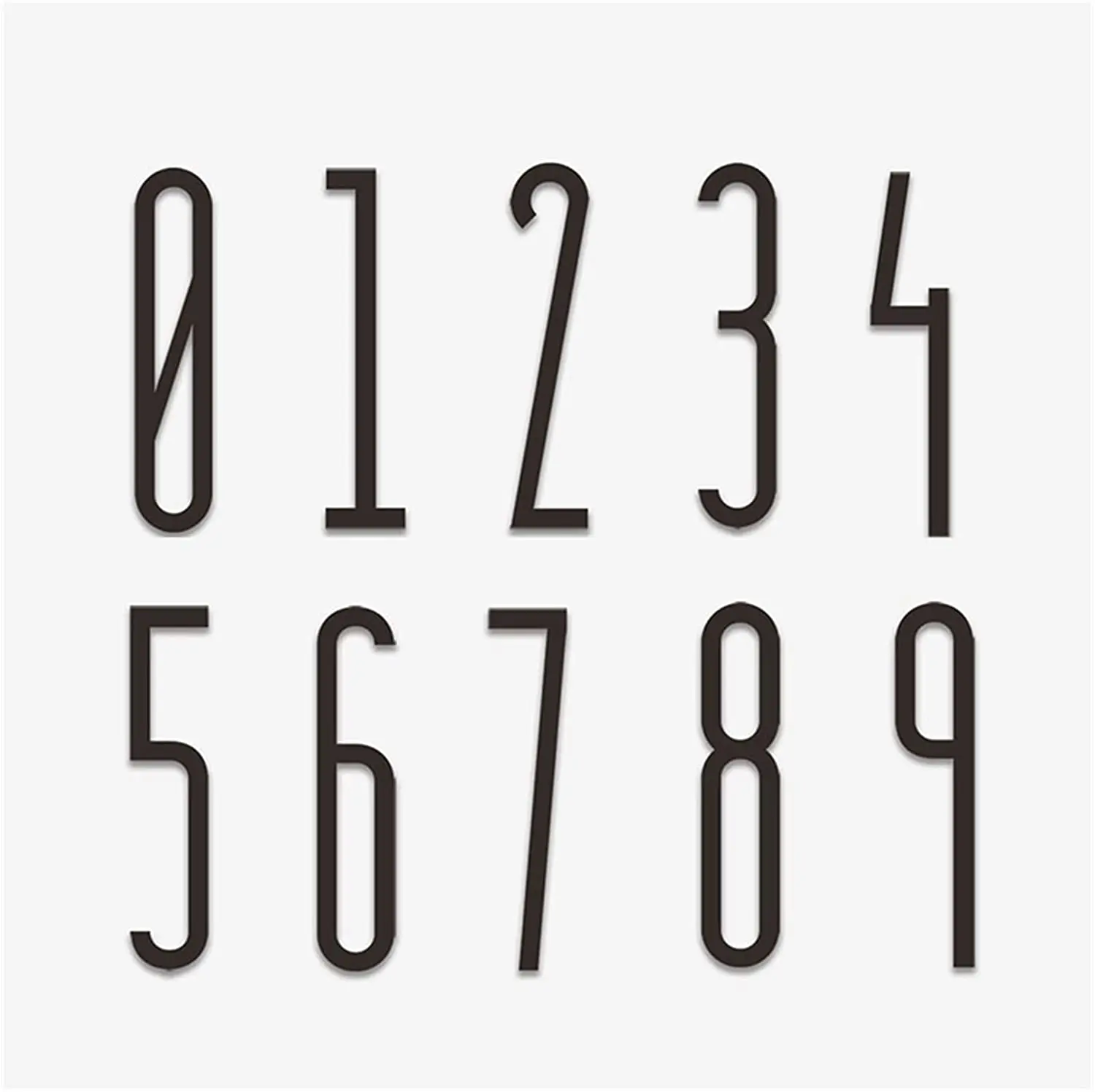 4 Inch 100mm Self Adhesive Big Modern Door Number for Exterior House Apartment Plaque Mailbox Address Digits Sticker Sign Black