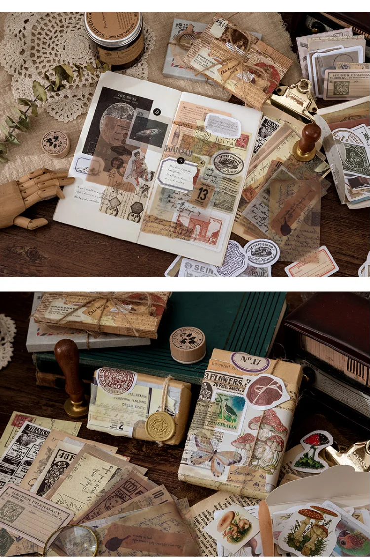 60pcs/1lot Kawaii Stationery Stickers Retro Memory Room Series Junk Journal Diary Decorative Mobile Stickers Scrapbooking DIY