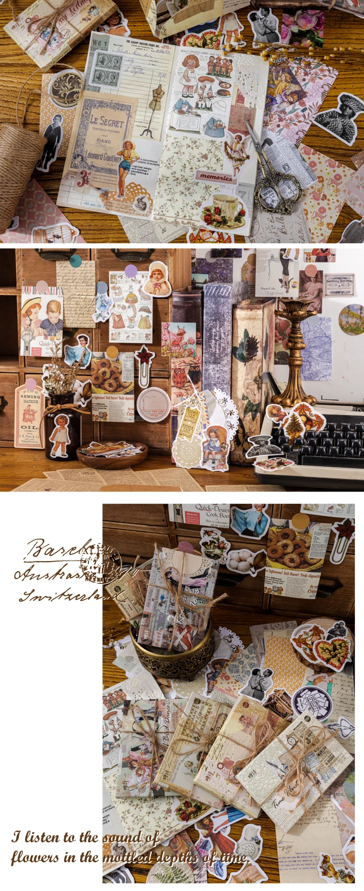 60pcs/1lot Kawaii Stationery Stickers Retro Memory Room Series Junk Journal Diary Decorative Mobile Stickers Scrapbooking DIY