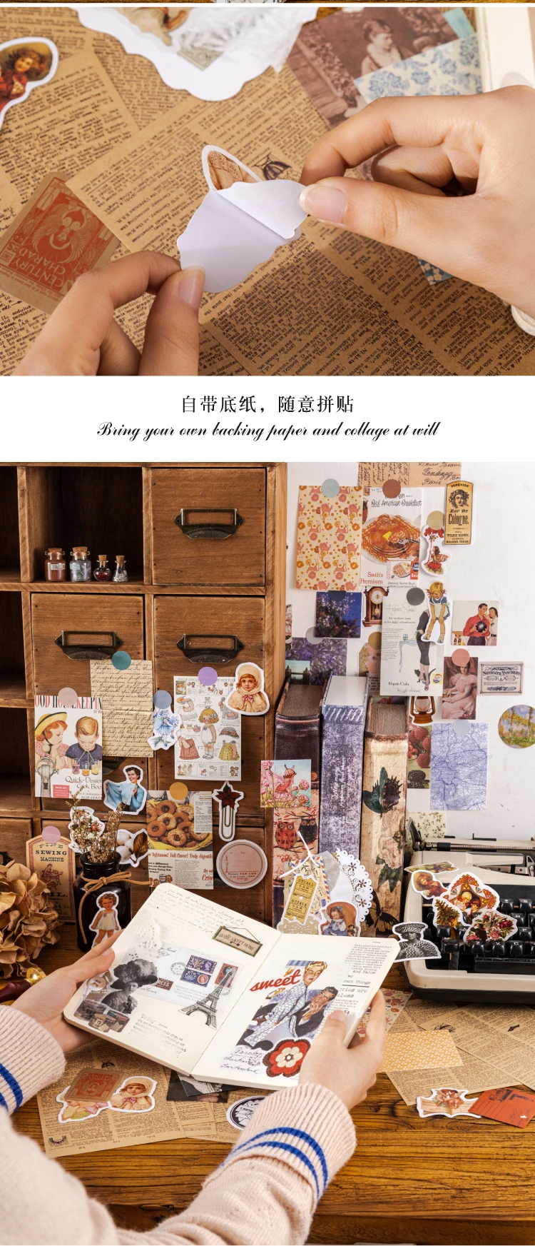 60pcs/1lot Kawaii Stationery Stickers Retro Memory Room Series Junk Journal Diary Decorative Mobile Stickers Scrapbooking DIY