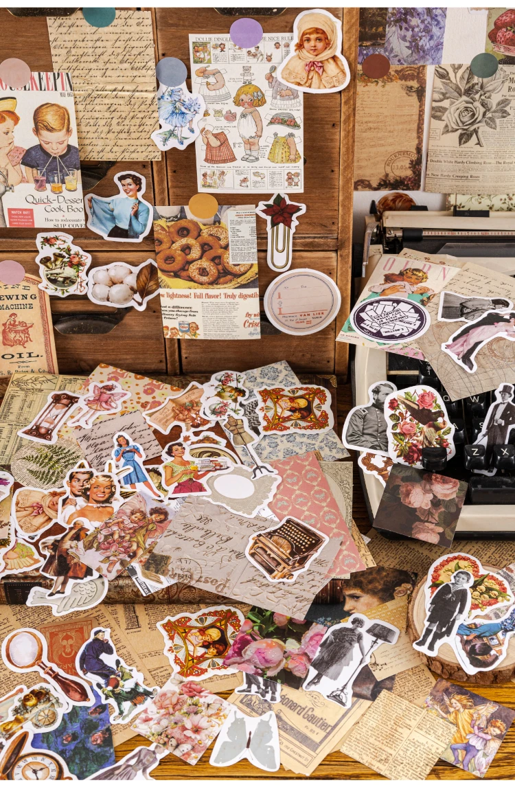 60pcs/1lot Kawaii Stationery Stickers Retro Memory Room Series Junk Journal Diary Decorative Mobile Stickers Scrapbooking DIY