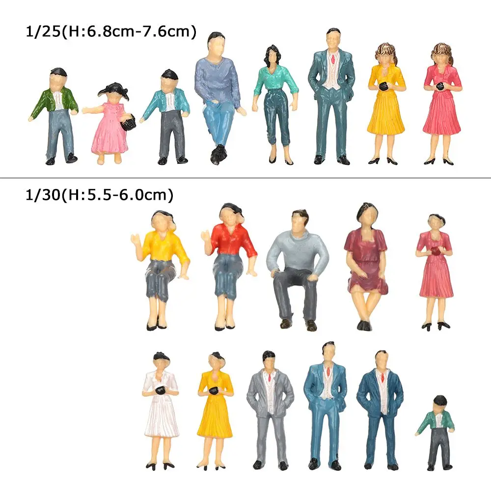 10Pcs 1:25/1:30 Scale Model Building Passengers DIY Character Plastic Miniature People Figures Standing People Assorted Poses