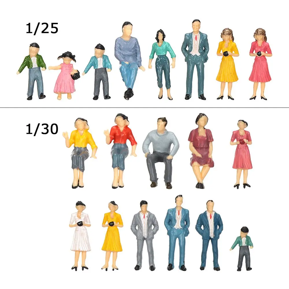 10Pcs 1:25/1:30 Scale Model Building Passengers DIY Character Plastic Miniature People Figures Standing People Assorted Poses