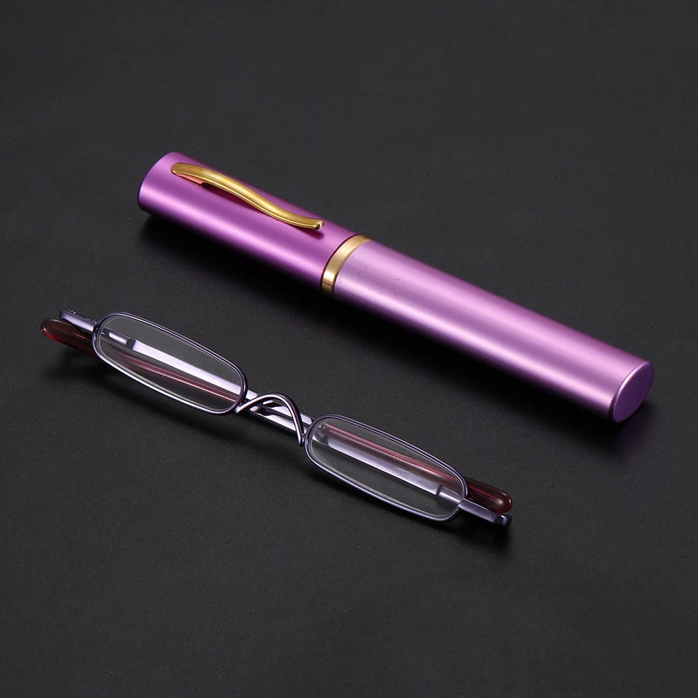 IENJOY Small Reading Glasses With Metal Case Men Women Reading Glasses Mini Portable Pen Presbyopic Glasses 2.0 1.0 1.5 2.5