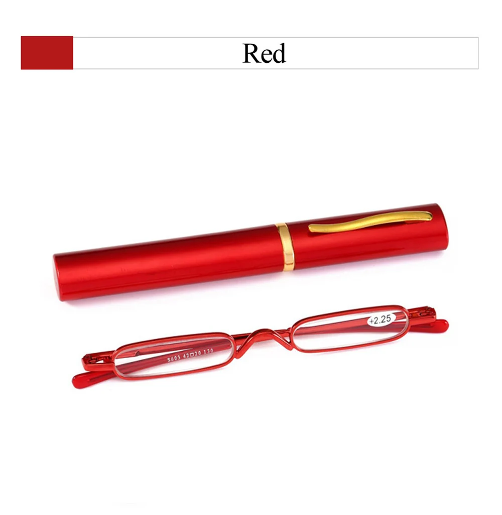 IENJOY Small Reading Glasses With Metal Case Men Women Reading Glasses Mini Portable Pen Presbyopic Glasses 2.0 1.0 1.5 2.5