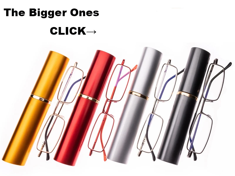 IENJOY Small Reading Glasses With Metal Case Men Women Reading Glasses Mini Portable Pen Presbyopic Glasses 2.0 1.0 1.5 2.5