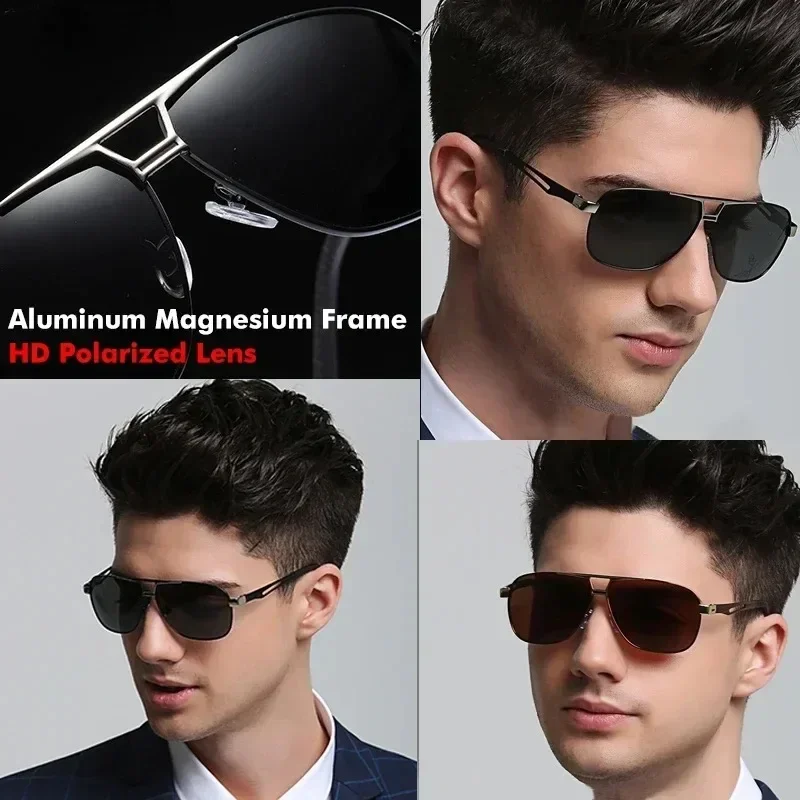 1PC Top Aluminum Magnesium Square Polarized Photochromic Sunglasses Men Sun Glasses Safety Driving Oculos De Sol Masculino