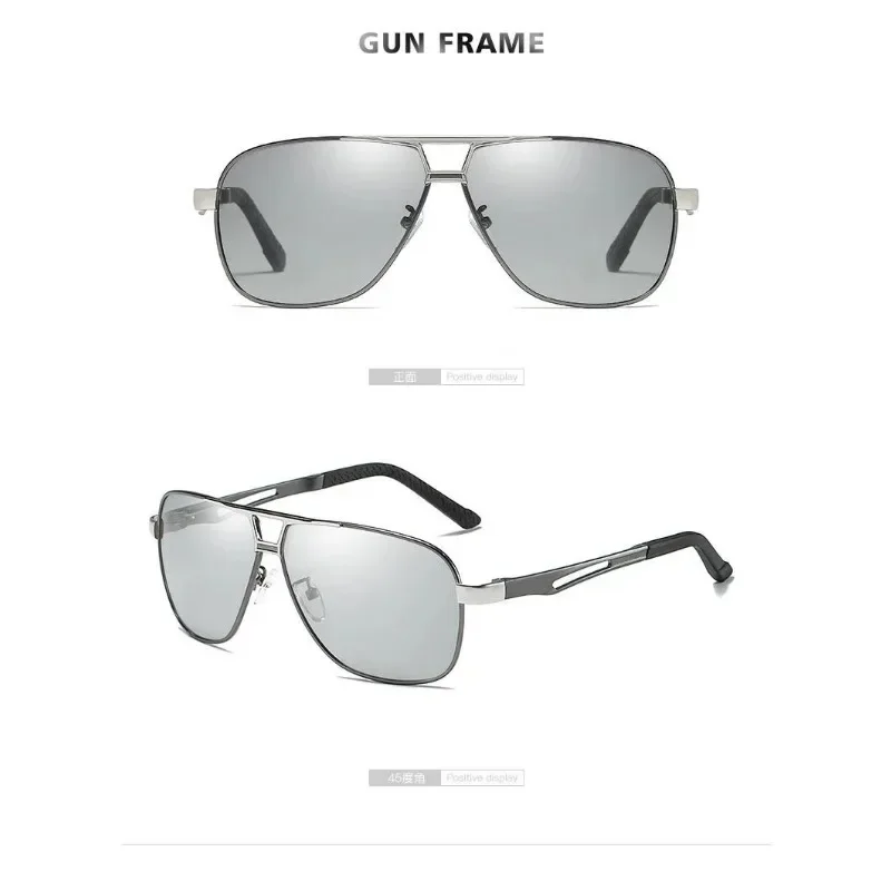 1PC Top Aluminum Magnesium Square Polarized Photochromic Sunglasses Men Sun Glasses Safety Driving Oculos De Sol Masculino