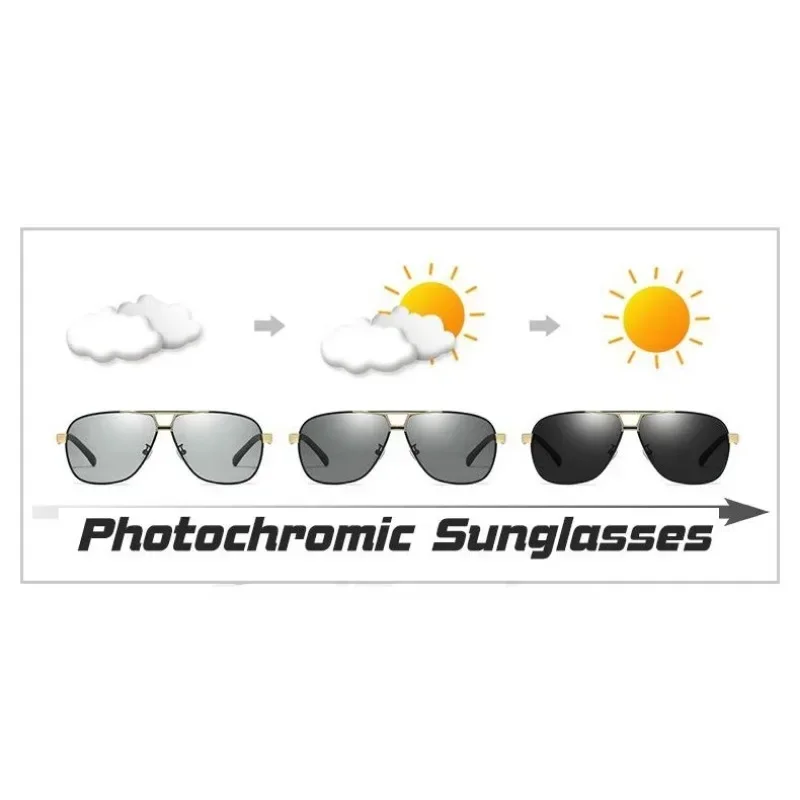 1PC Top Aluminum Magnesium Square Polarized Photochromic Sunglasses Men Sun Glasses Safety Driving Oculos De Sol Masculino