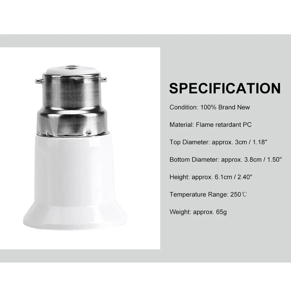 B22 to E27 Light Bulb Adaptor B22 To Edison Screw E27 Lamp Converter Holder Light Socket Adapter Lamp Holder Lighting Parts