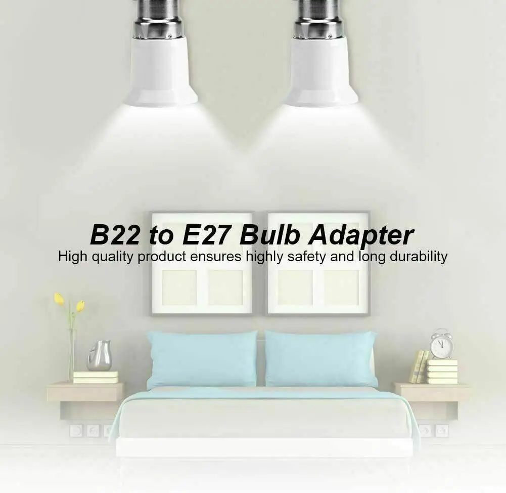 B22 to E27 Light Bulb Adaptor B22 To Edison Screw E27 Lamp Converter Holder Light Socket Adapter Lamp Holder Lighting Parts