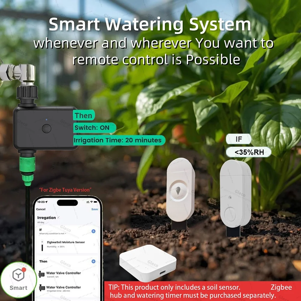 3-in-1/4-in-1 Zigbee Soil Moisture Sensor Humidity Meter Temperature Tester Light Detector Work With Tuya Smart Life 2MQTT HA