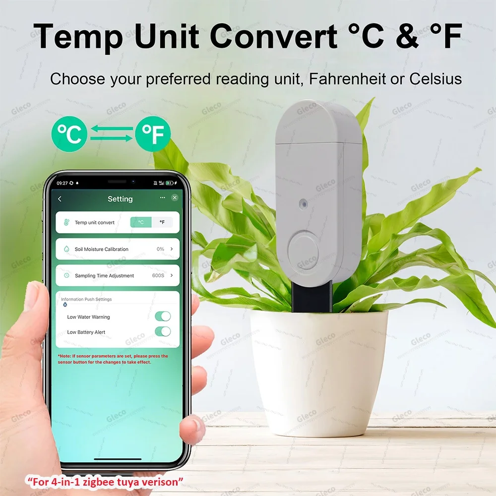 3-in-1/4-in-1 Zigbee Soil Moisture Sensor Humidity Meter Temperature Tester Light Detector Work With Tuya Smart Life 2MQTT HA