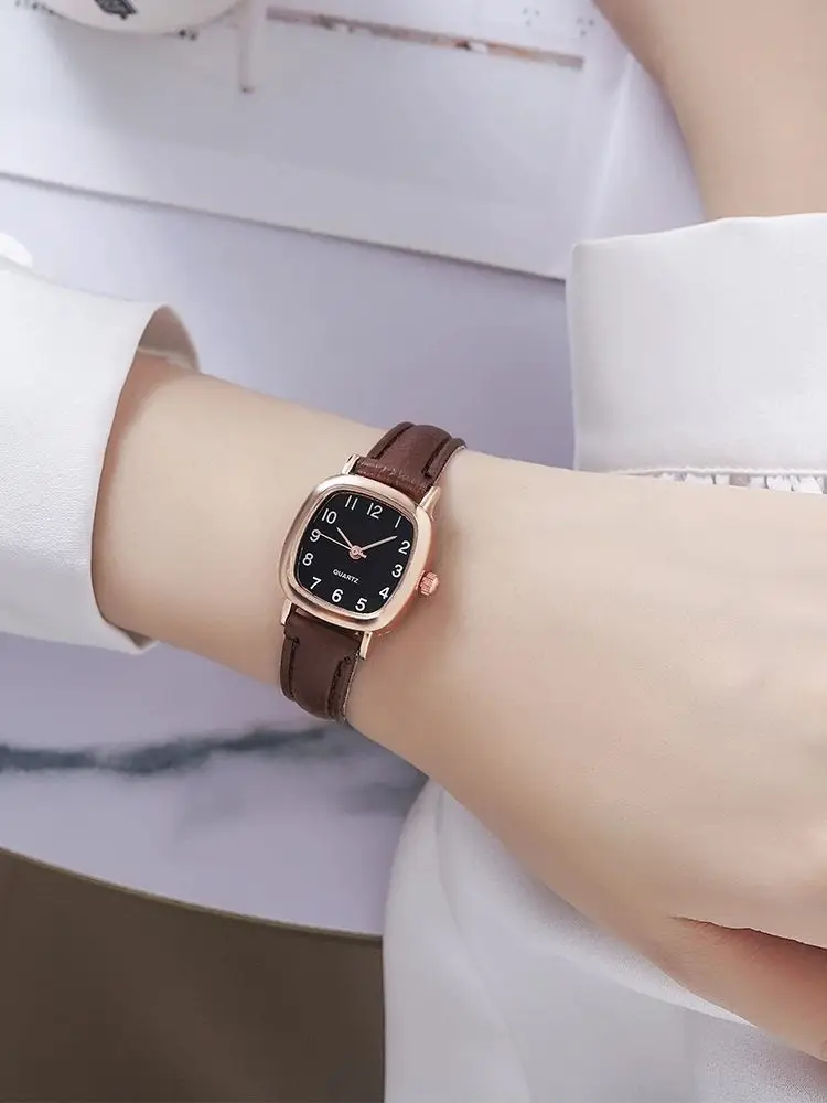 Women's Watch Fashion Small Arabic Quartz Watches Leather Band Wristwatches