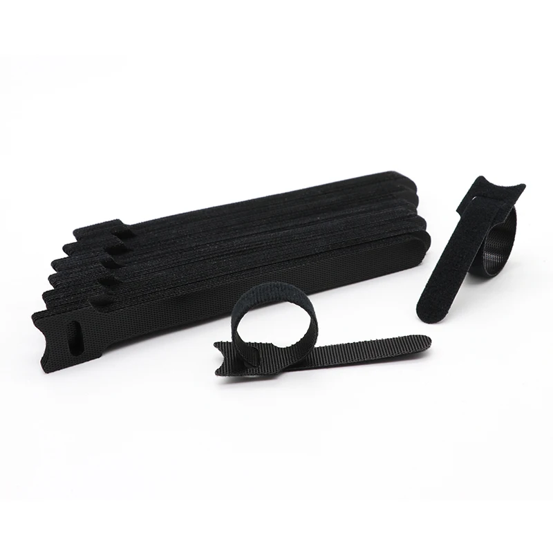 Releasable Cable Ties Wire Organizer Black 15 20 25 30cm Nylon Hook Loop Straps Wrap Zip Bundle Bandage Tie Plastics Fastening