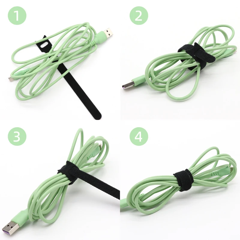 Releasable Cable Ties Wire Organizer Black 15 20 25 30cm Nylon Hook Loop Straps Wrap Zip Bundle Bandage Tie Plastics Fastening