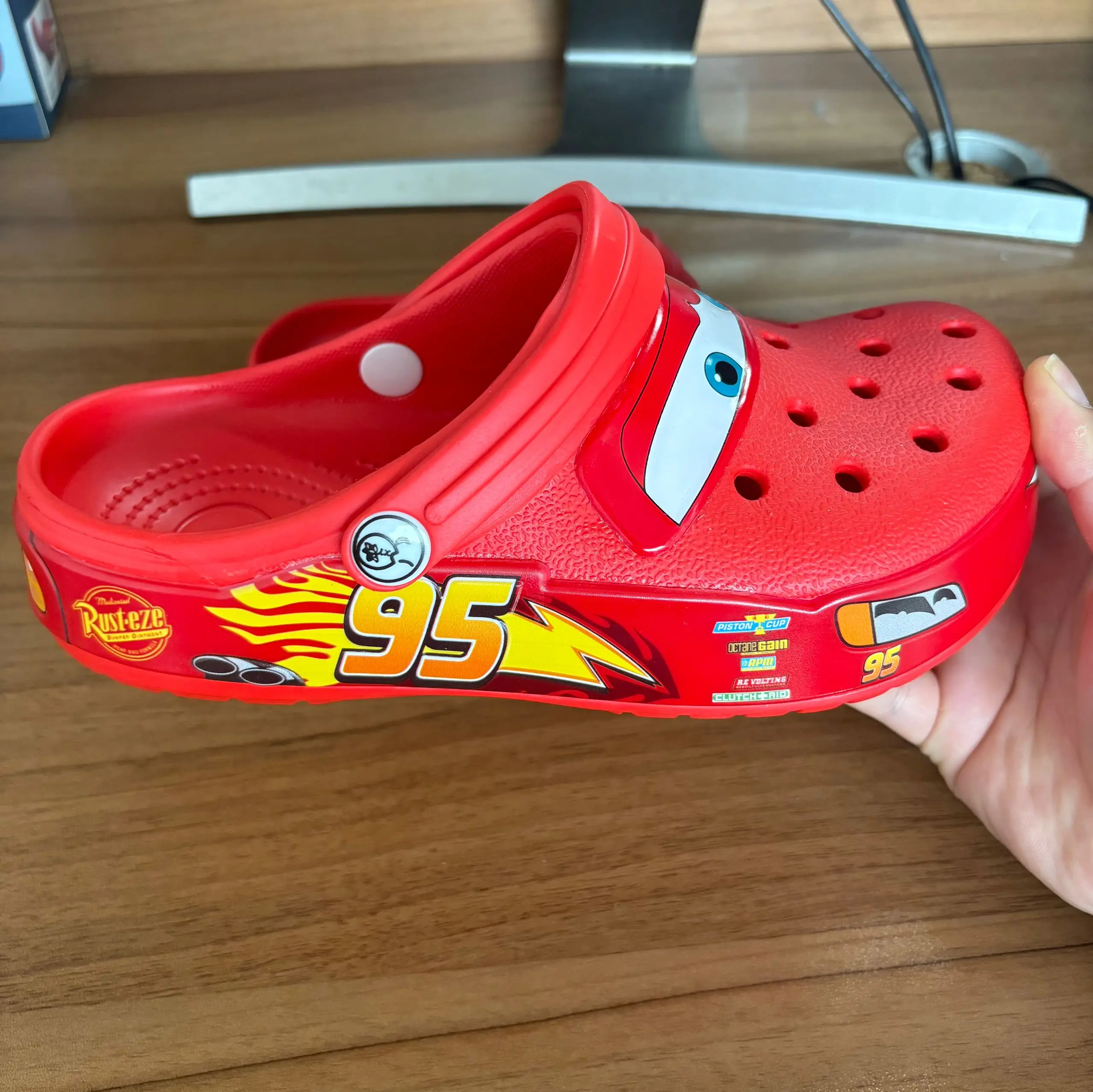 2026 Mcqueen Cartoon Slippers - Waterproof Eva Outdoor Sandals With Breathable Holes, Adult Casual Beach Shoes