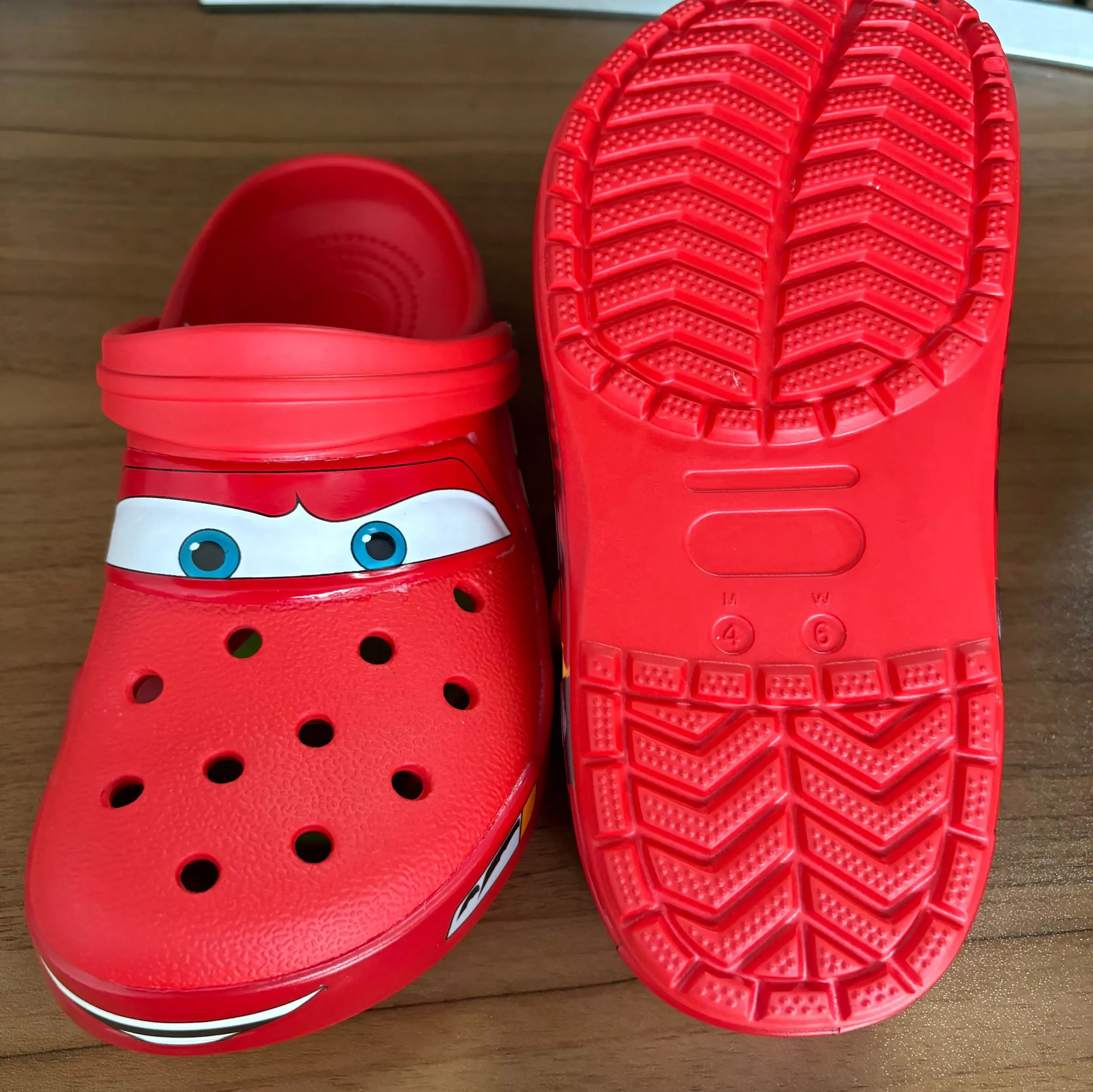 2026 Mcqueen Cartoon Slippers - Waterproof Eva Outdoor Sandals With Breathable Holes, Adult Casual Beach Shoes
