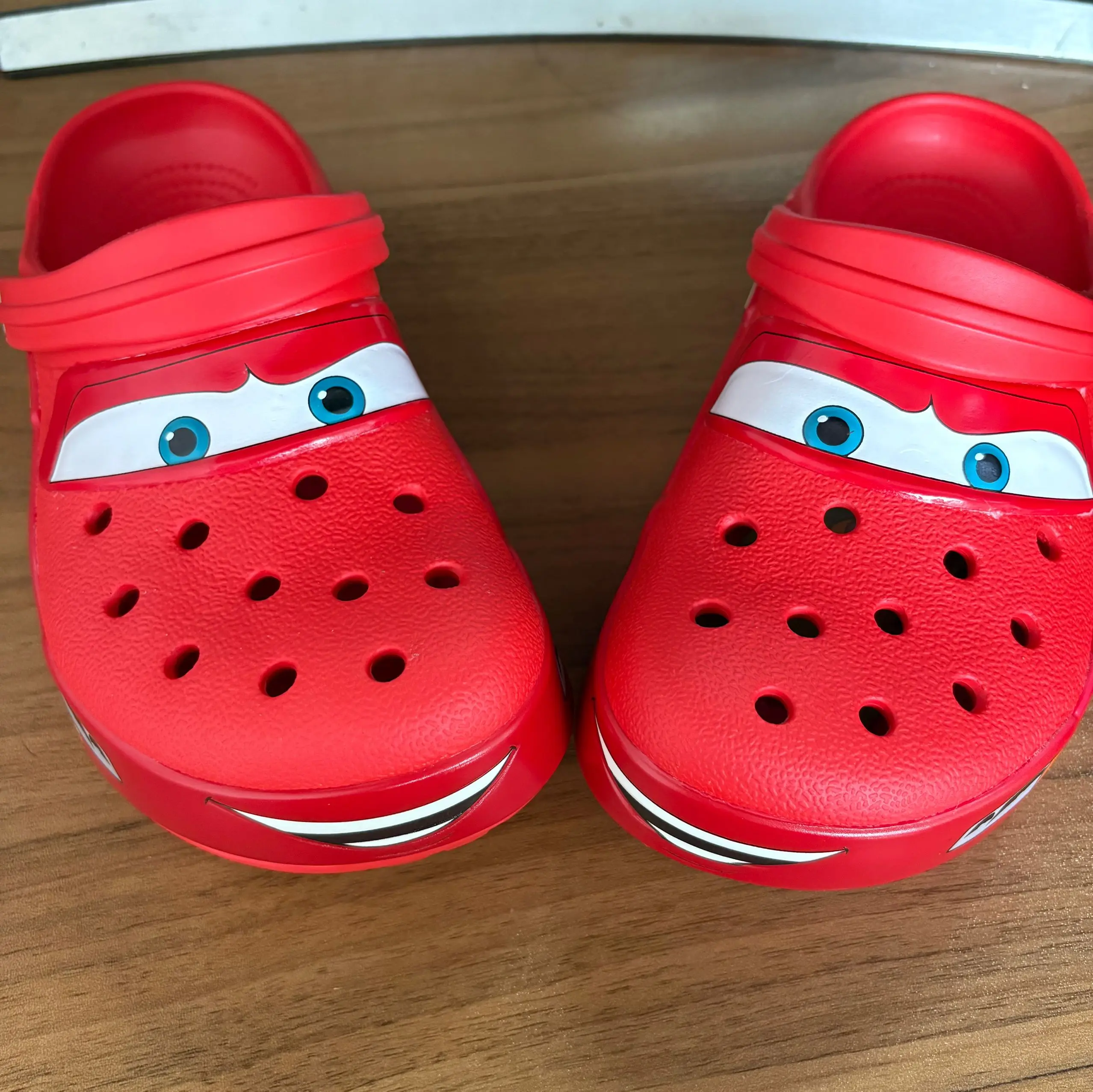 2026 Mcqueen Cartoon Slippers - Waterproof Eva Outdoor Sandals With Breathable Holes, Adult Casual Beach Shoes
