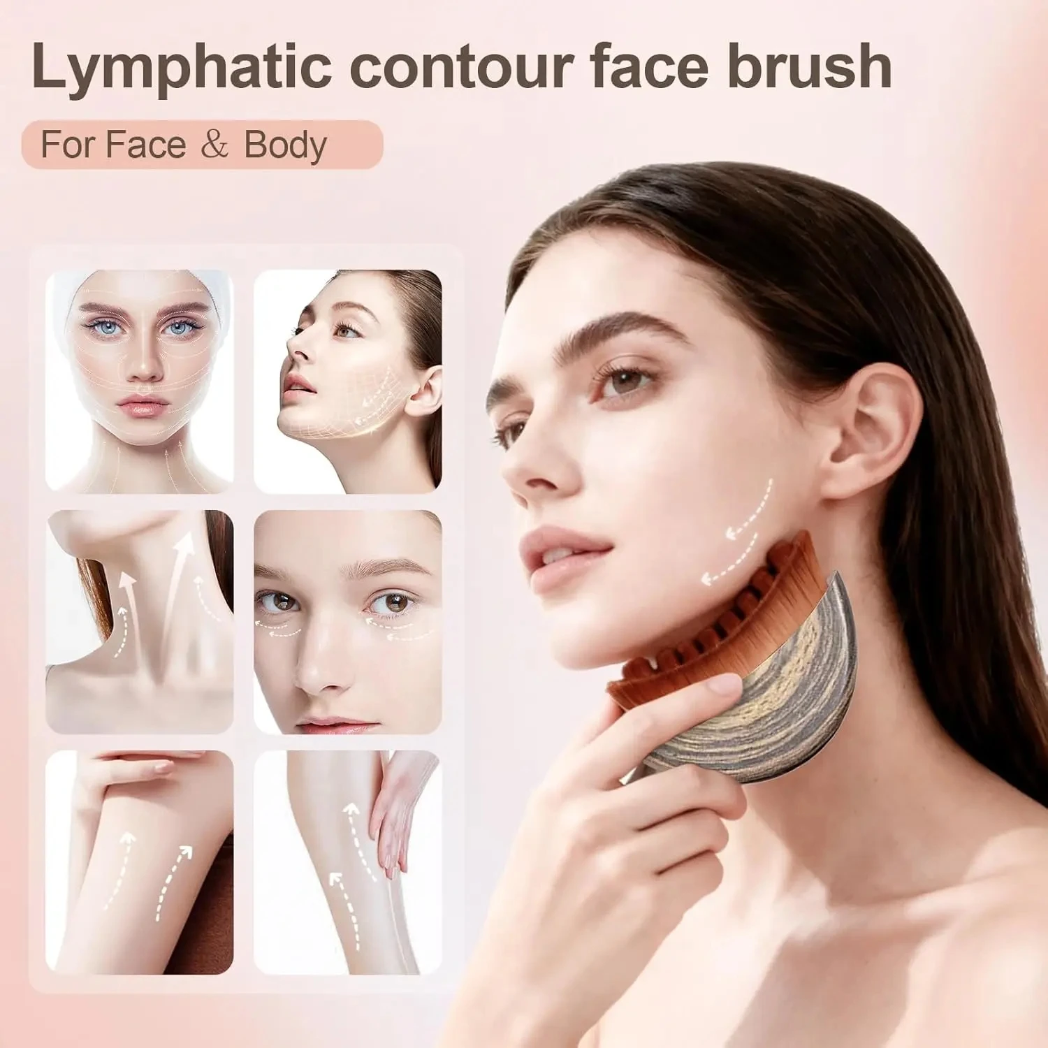 New Lymphatic Contour Face Brush for Lymphatic Drainage Massage Ergonomically Designed to Fit Skin Precisely