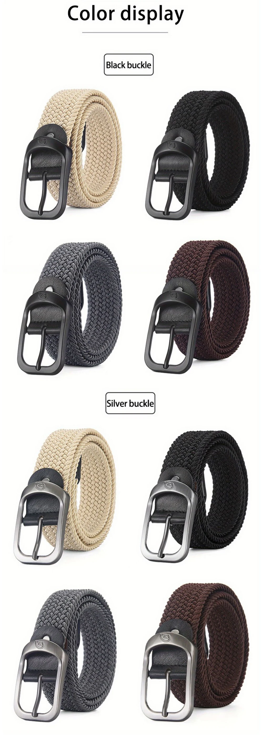 Men's Belt Casual Woven Elastic Belt Outdoor Sports Women's Belt No Need for Punching Climbing Work Belt For Men Women Fashion