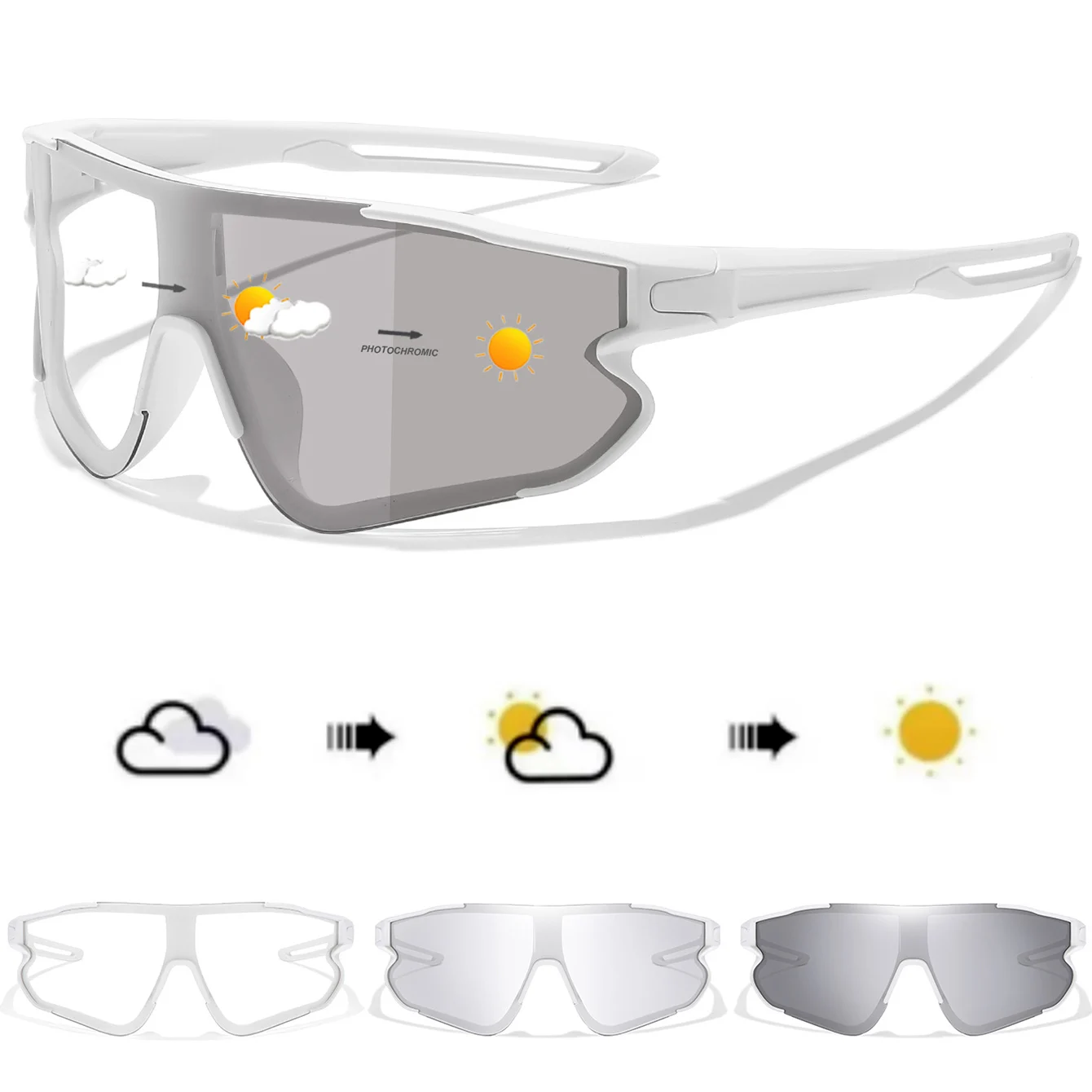 New Style Brand Photochromic Eyewear Men Women Bicycle MTB Bike Running Fishing Cycling Glasses Comfortable Windproof Goggles